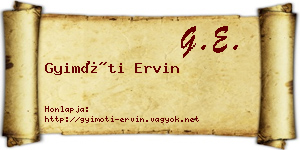 Gyimóti Ervin névjegykártya